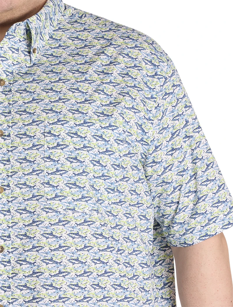 Easy-Care Shark Print Sport Shirt