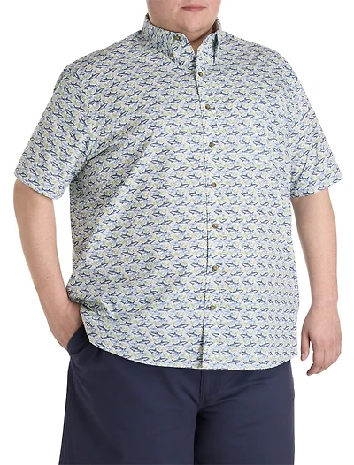 Easy-Care Shark Print Sport Shirt