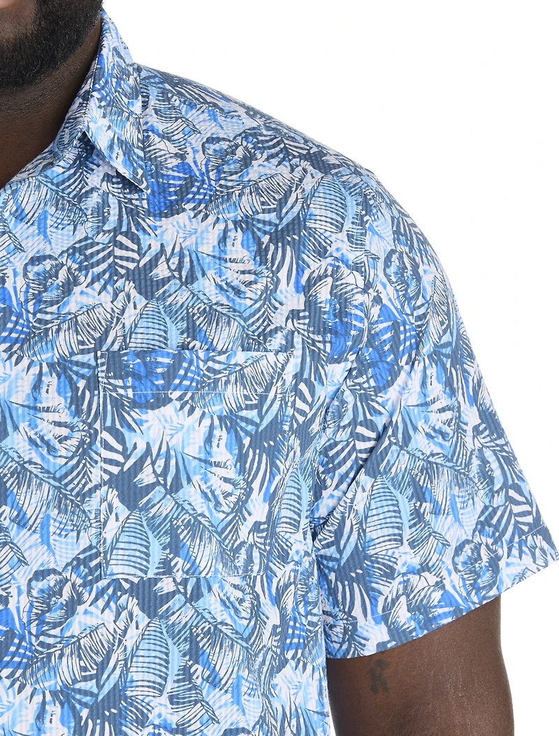 Seersucker Floral Sport Shirt