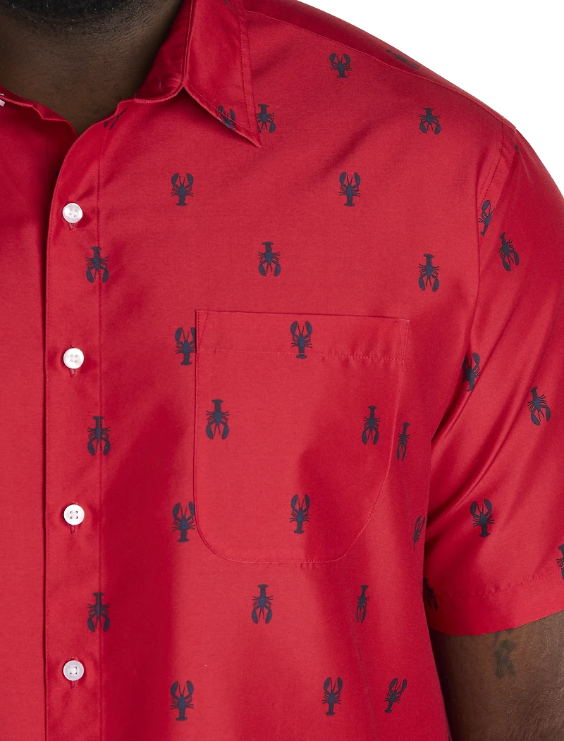 Microfiber Lobster Print Sport Shirt