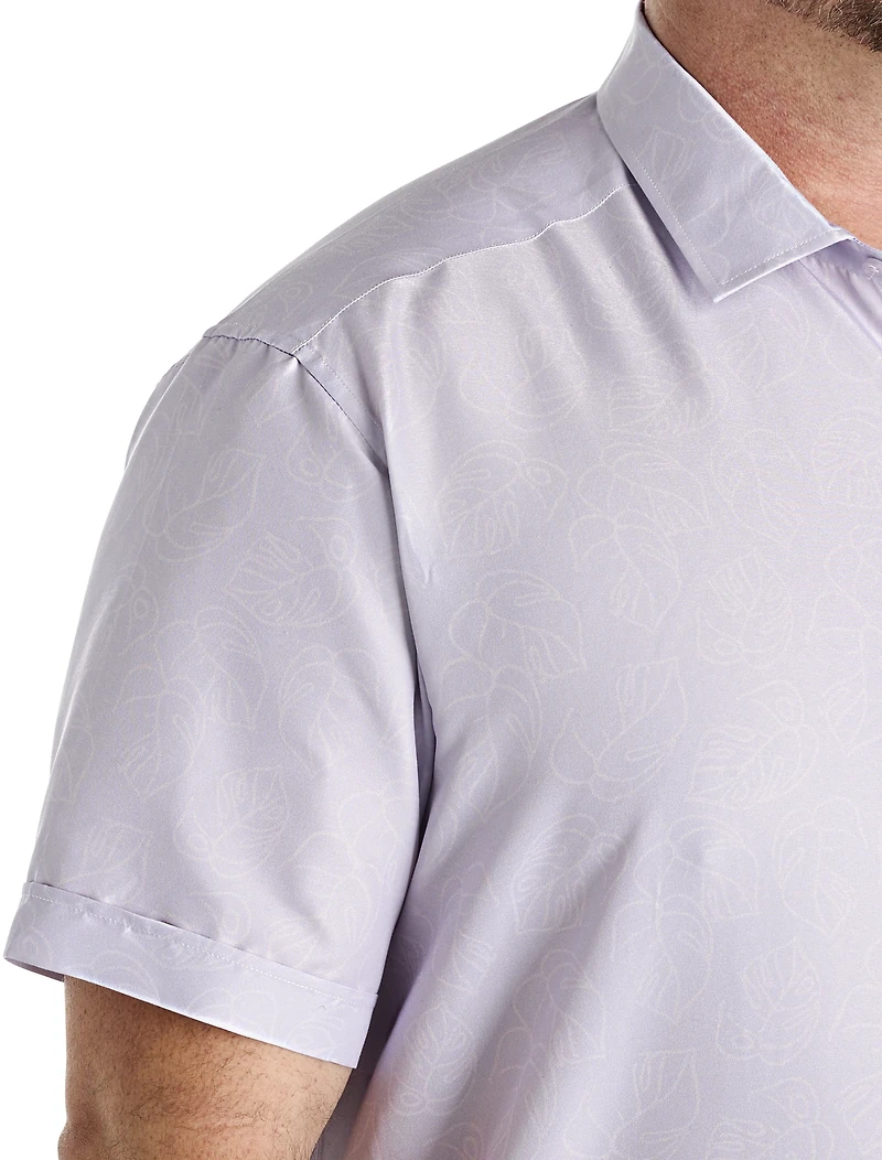 Microfiber Big Leaf Print Sport Shirt