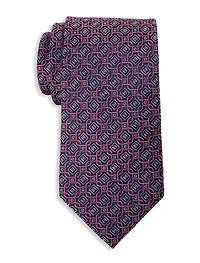 Tonal Geometric Link Silk Tie
