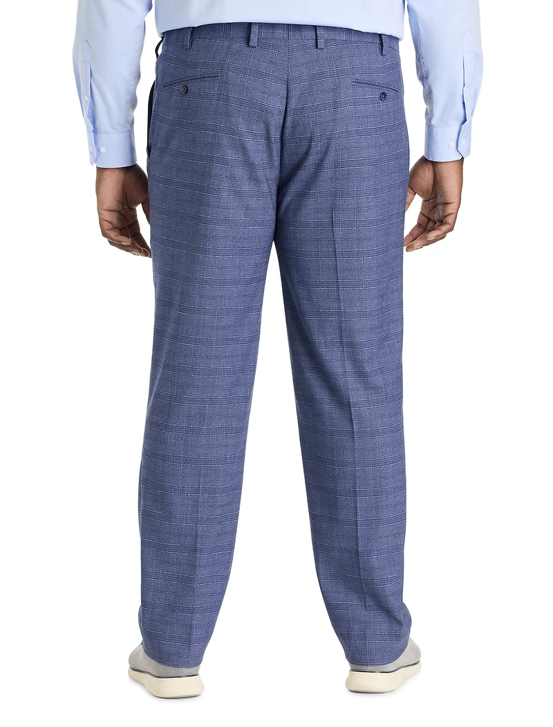 Waist-Relaxer Plaid Pleated Dress Pants