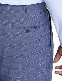 Waist-Relaxer Plaid Pleated Dress Pants