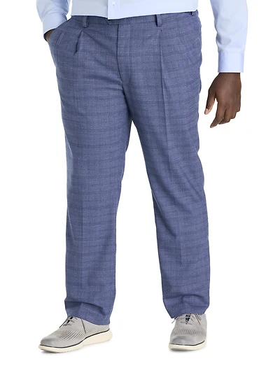 Waist-Relaxer Plaid Pleated Dress Pants