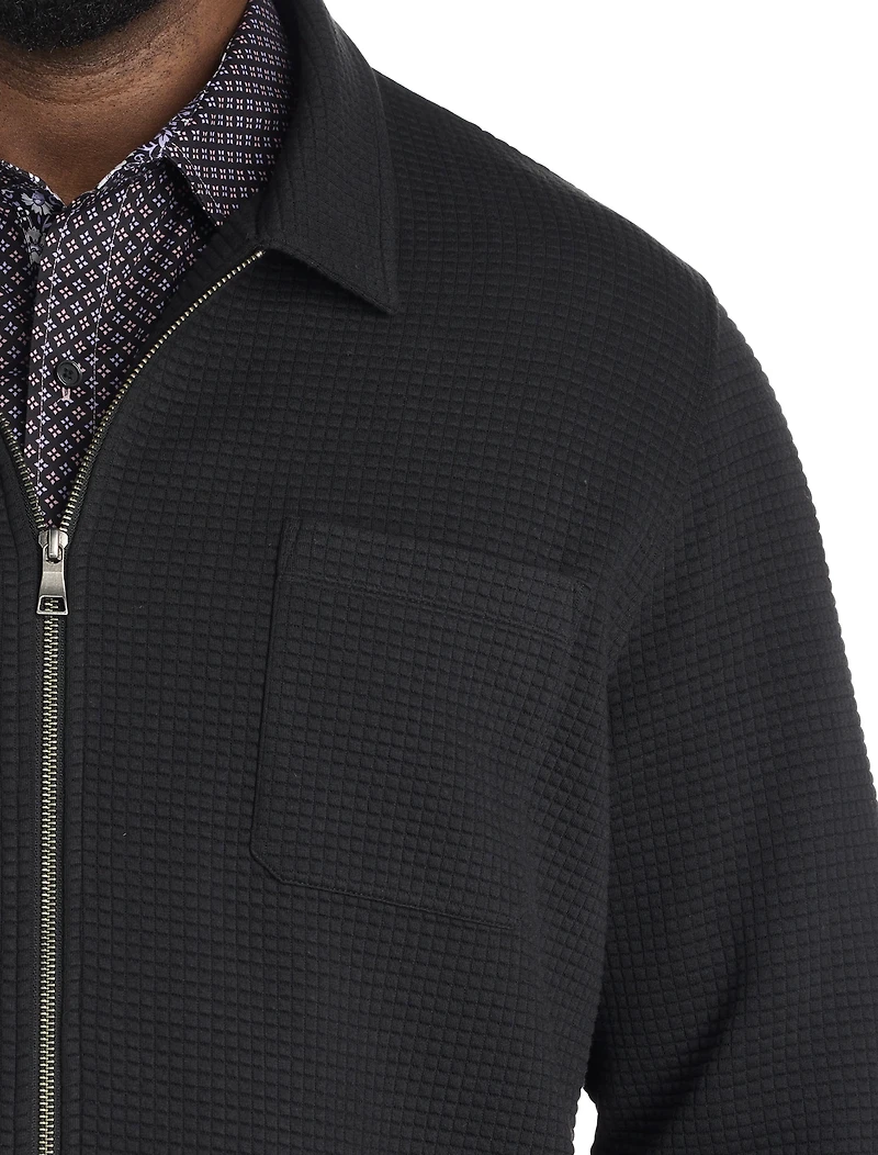 Waffle-Knit Full-Zip Shirt