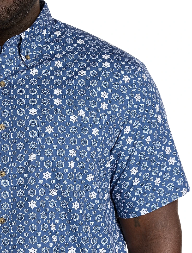 Easy-Care Medallion Print Sport Shirt