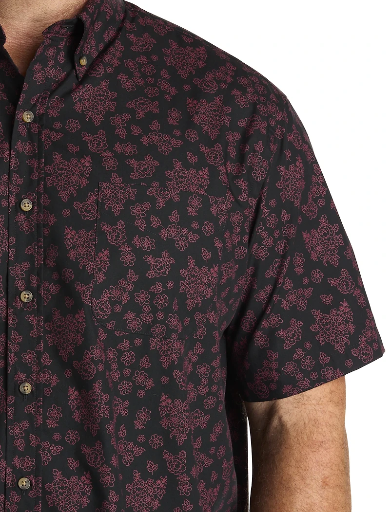 Easy-Care Floral Print Sport Shirt