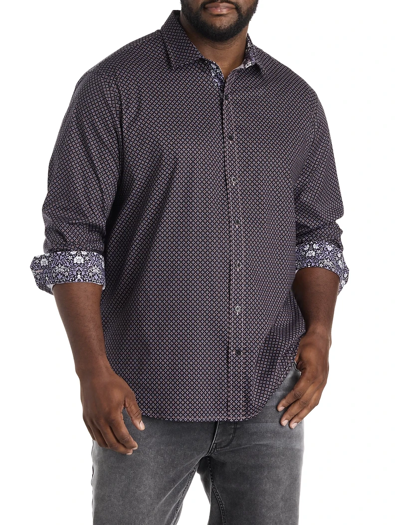 Micro Diamond Print Sport Shirt