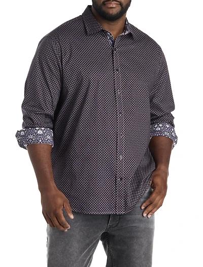 Micro Diamond Print Sport Shirt