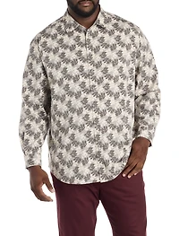Rolled-Sleeve Floral Print Sport Shirt