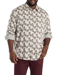 Rolled-Sleeve Floral Print Sport Shirt