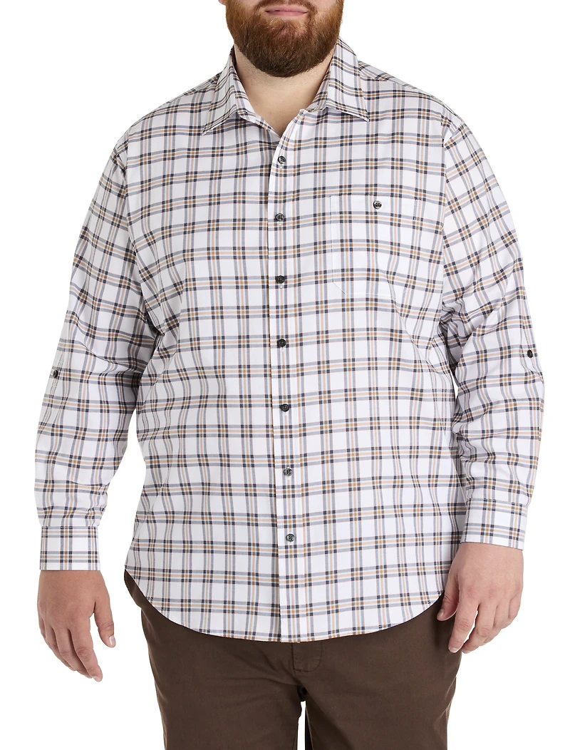 Plaid Rolled-Sleeve Sport Shirt