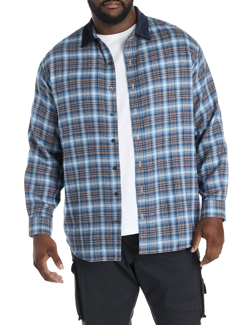 Corduroy Collar Flannel Shirt