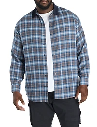 Corduroy Collar Flannel Shirt