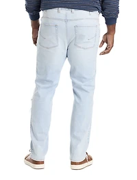 Destructed Dual Denim Tapered-Fit Jeans