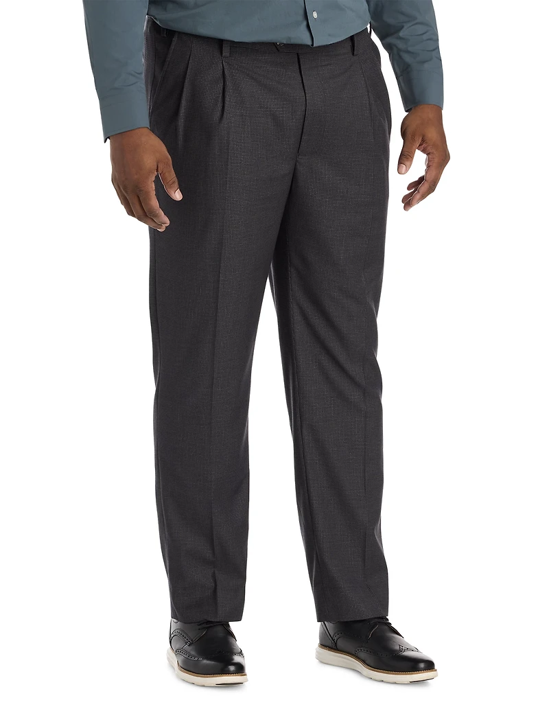 Micro Check Pleated Dress Pants