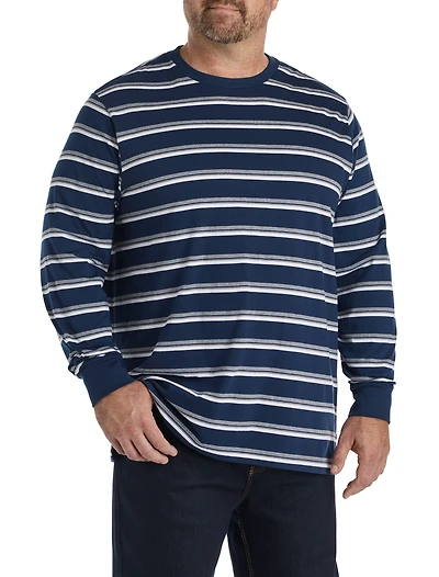 Moisture-Wicking Long-Sleeve Striped T-Shirt