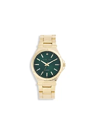 Goldtone Green Watch