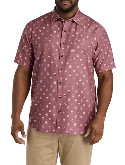 Geometric Floral Microfiber Sport Shirt