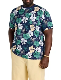 Moisture-Wicking Floral Print Pocket T-Shirt