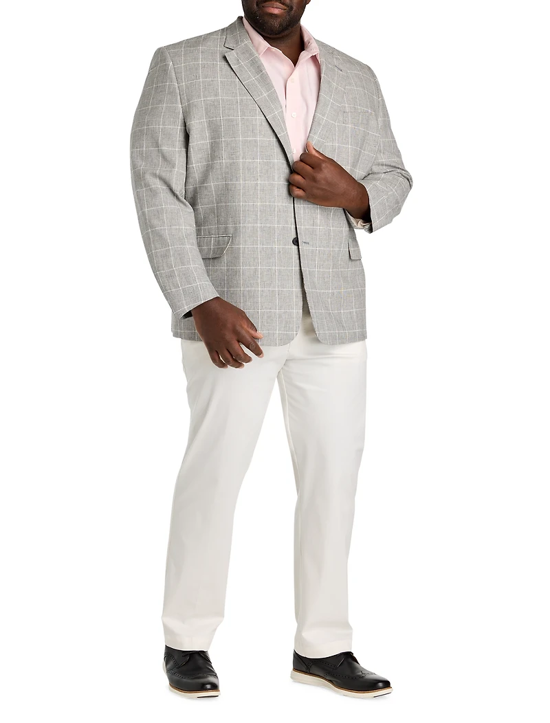 Plaid Linen-Blend Suit Jacket