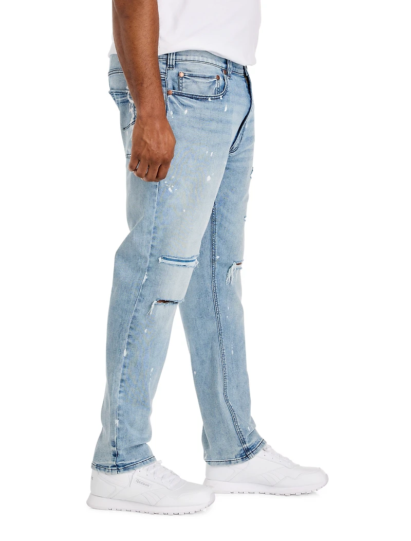 Tapered-Fit Paint Splatter Jeans