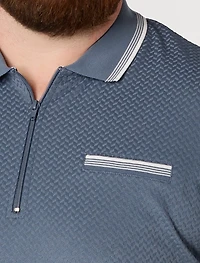 Striped Zip-Placket Polo Shirt