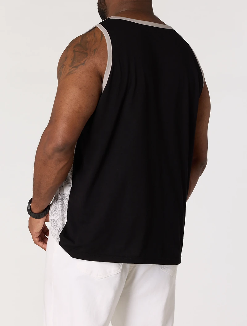 Paisley Print Sleeveless T-Shirt