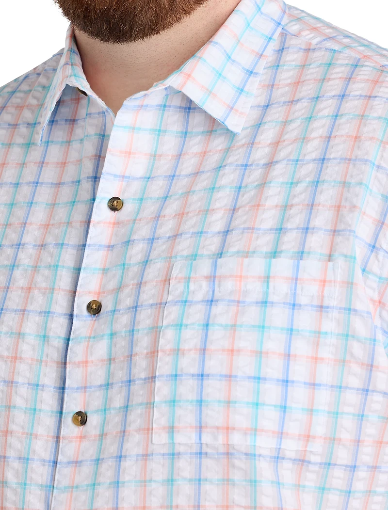 Medium Plaid Seersucker Sport Shirt
