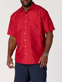 Geometric Print Microfiber Sport Shirt