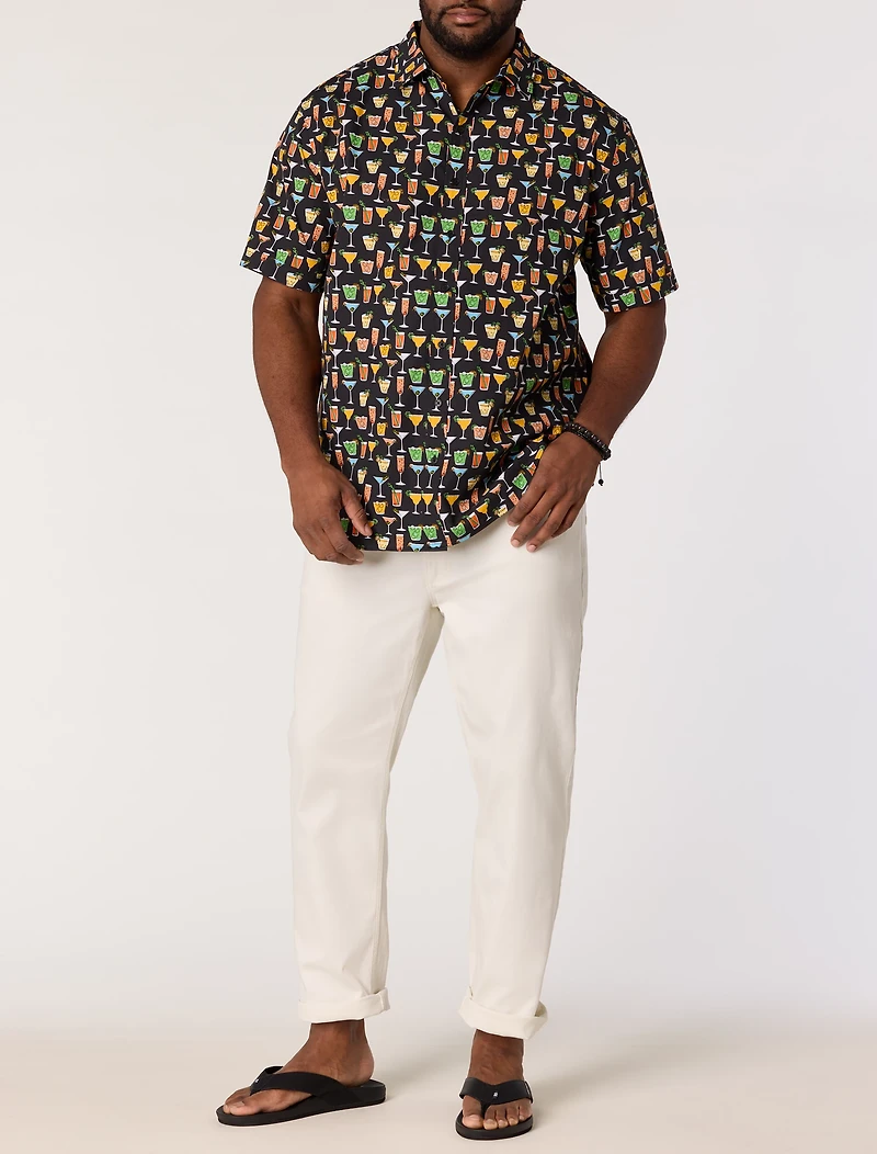 Multi Drink Patterned Sport Shirt