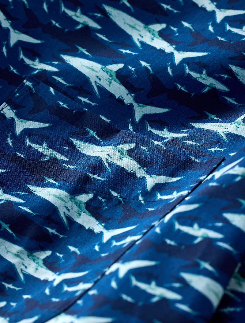 Easy-Care Shark Print Sport Shirt