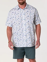 Sketch Leaf Print Sport Shirt