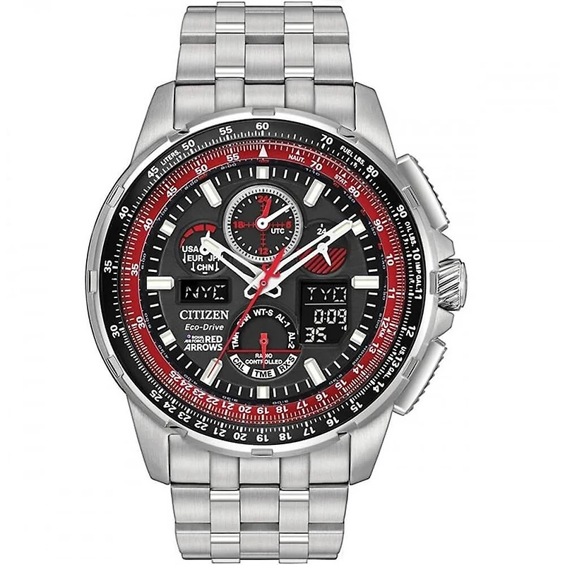 Mens Eco-Drive Red Arrows Skyhawk A-T Stainless Steel Watch