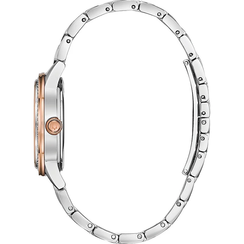 Womens Rose Gold Crystal TurnStyle Watch