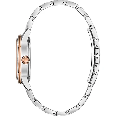 Womens Rose Gold Crystal TurnStyle Watch