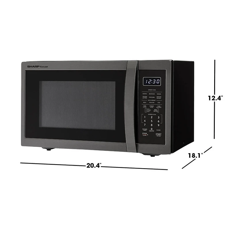 1.4 Cu. Ft. Black Stainless Countertop Microwave