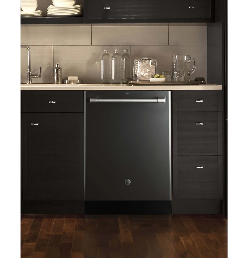 Black Slate Cafe Series Stainless Interior Built-In Dishwasher with Hidden Controls