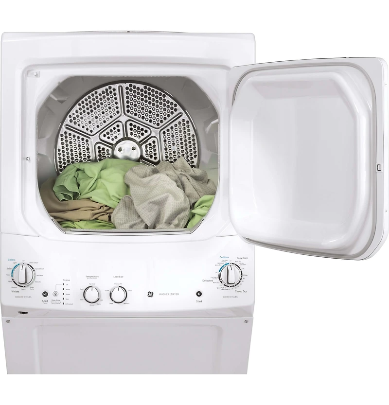 inch White Gas Washer/Dryer Stacked Laundry Center