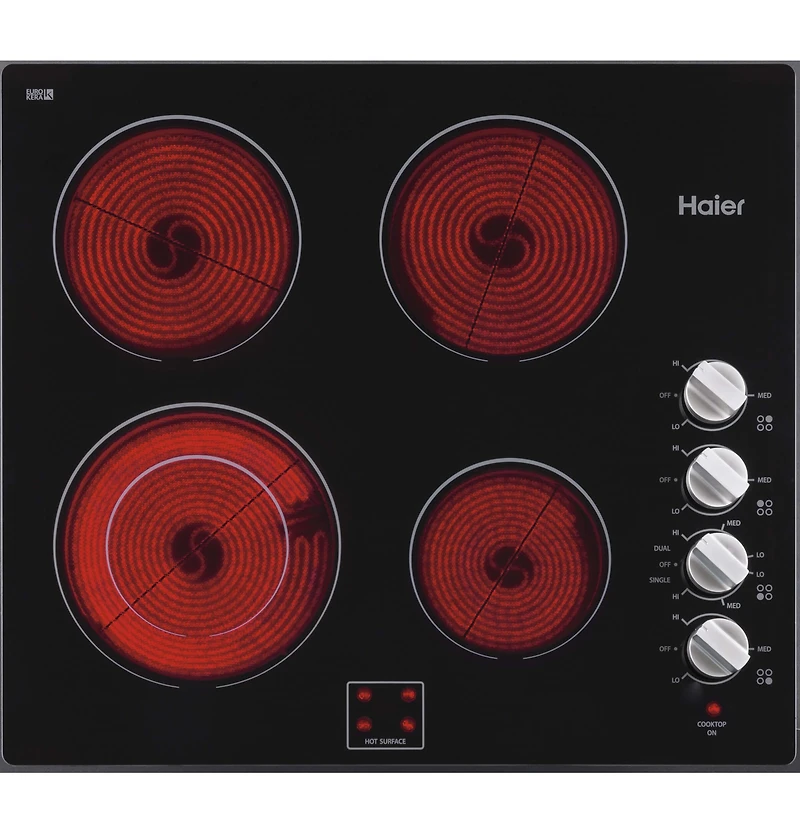 24 inch Black 4 Burner Electric Cooktop