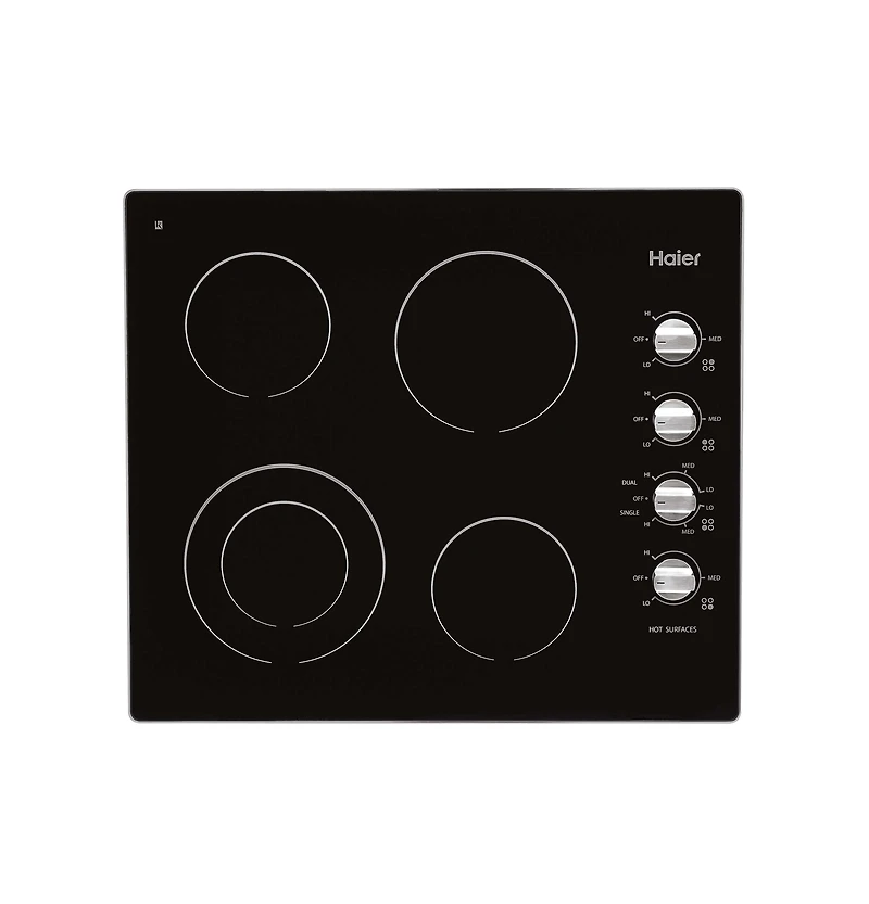 24 inch Black 4 Burner Electric Cooktop