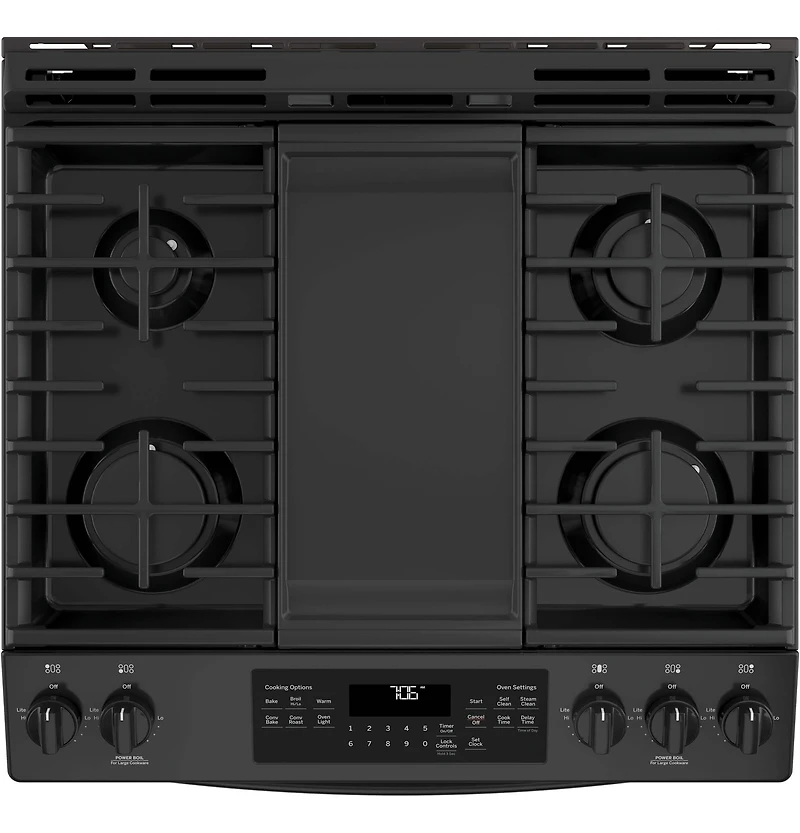 5.3 Cu. Ft. Black Slide-In Front Control Convection Gas Range