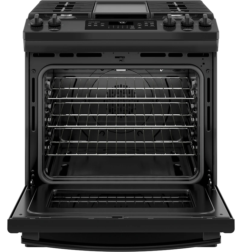 5.3 Cu. Ft. Black Slide-In Front Control Convection Gas Range