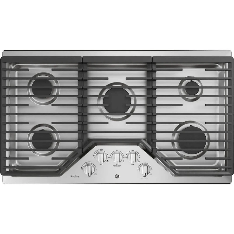 Profile 36 inch Stainless 5 Burner Gas Cooktop