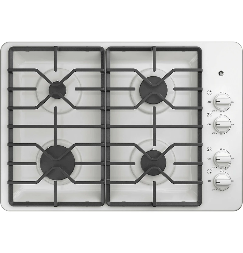30 inch White 4 Burner Gas Cooktop