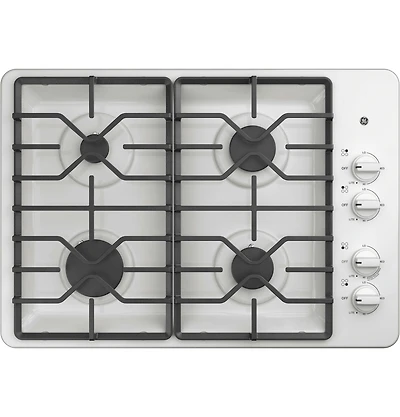 30 inch White 4 Burner Gas Cooktop
