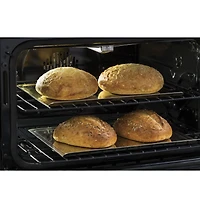 6.7 Cu. Ft. Black Stainless Slide-In Front Control Gas Double Oven Convection Range