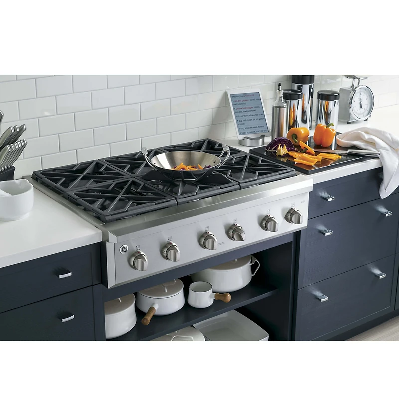 Café 36 inch Stainless 6 Burner Gas Cooktop
