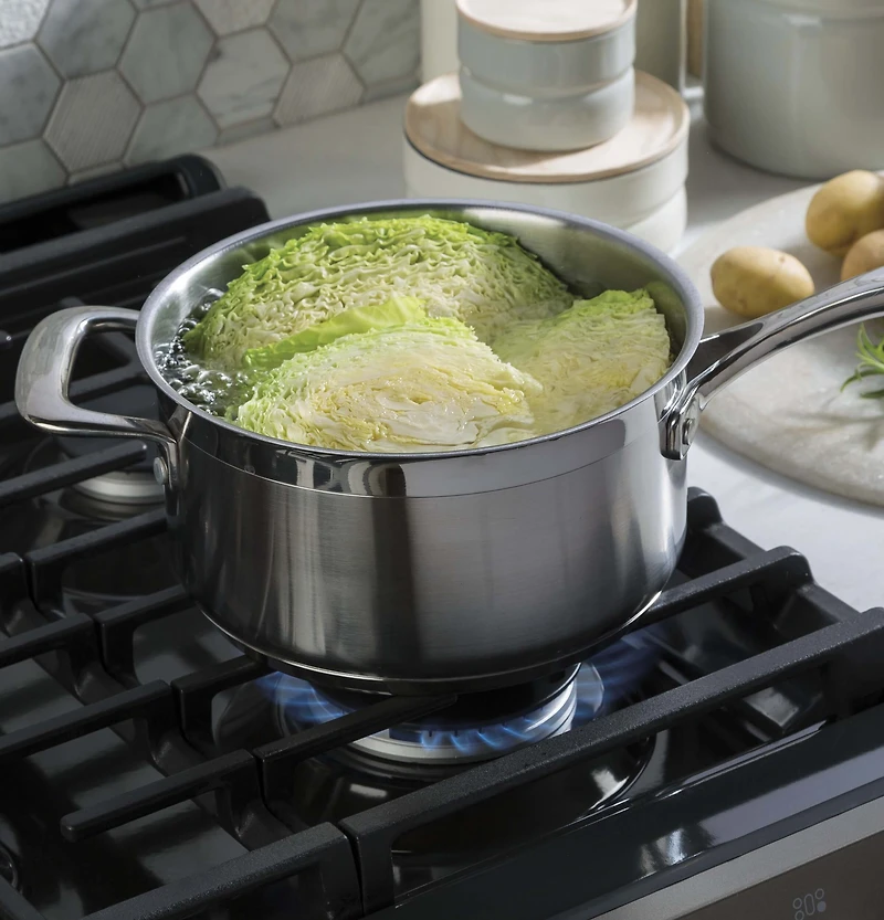 5.6 Cu. Ft. Black Stainless Slide-In Front Control Gas Range